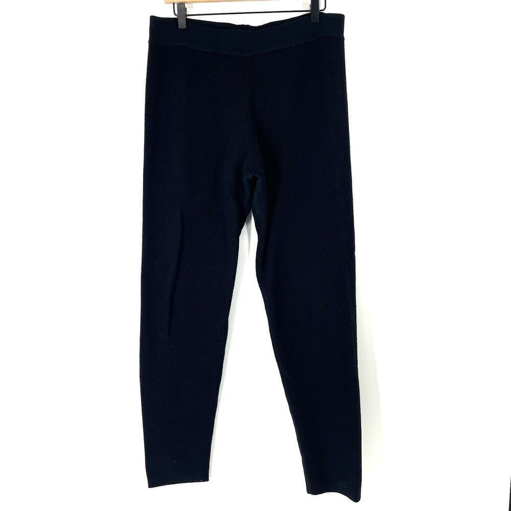 Lunya Pants Size Large Womens Black Waffle Knit Slim Fit Silk Cotton Lounge